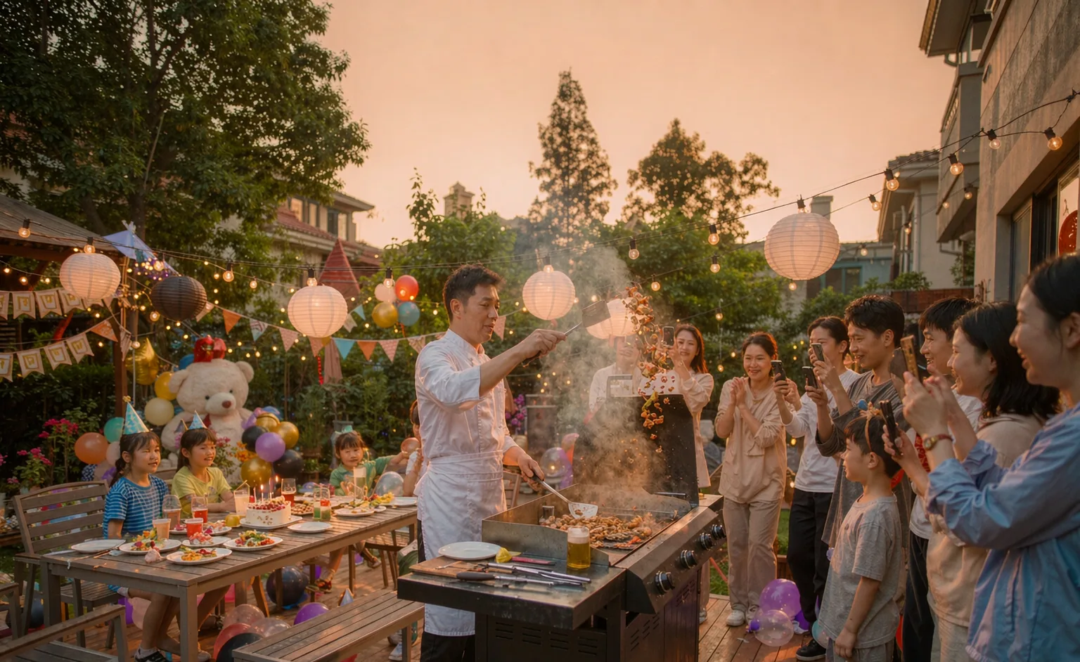 backyard hibachi birthday party with private chef